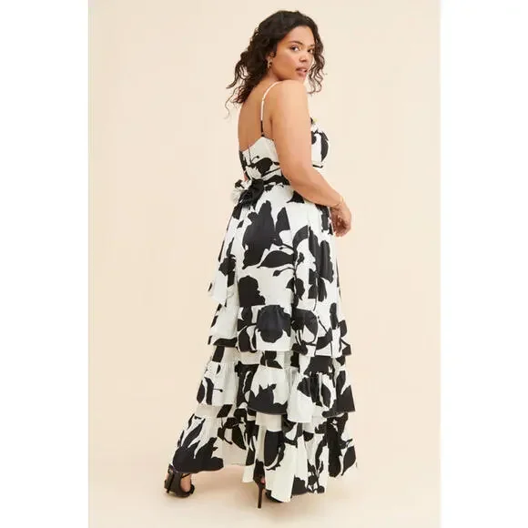 Hutch x Anthropologie - Satin Tiered Floral Maxi Dress, size 12 - Picture 2 of 14